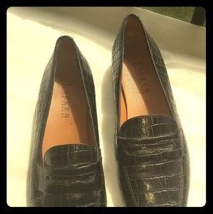 *PRE-OWN*Ralph Lauren Crocodile Black Loafer/Flats